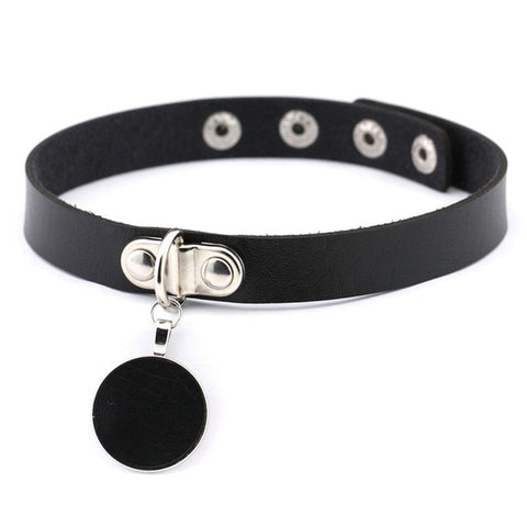 Gothic PU Leather Heart Round Spike Rivet Collar
