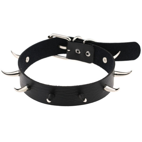 Gothic PU Leather Heart Round Spike Rivet Collar