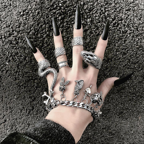 Gothic Steampunk Snake Midi Ring Set